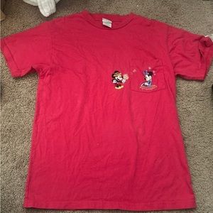 VINTAGE The Disney Store Adult Pocket Tee Embroidered Mickey and Minnie Mouse